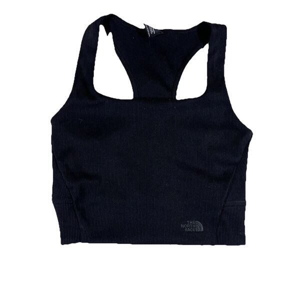 The North Face Ruby Hill Rib Knit Black Cropped Tank Top Shirt Women's Medium - Picture 1 of 8